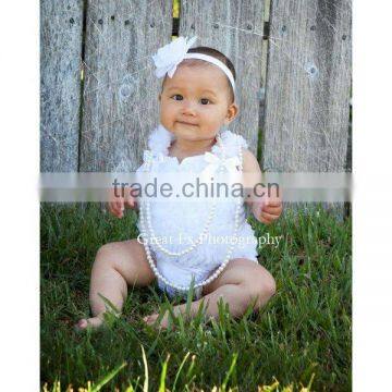 Newborn Baby WHITE Ruffles Pettitop with White Panties 2 Pcs Set