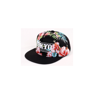 Allover Red Flower Printing Snapback Baseball Cap With 3D Embroidery