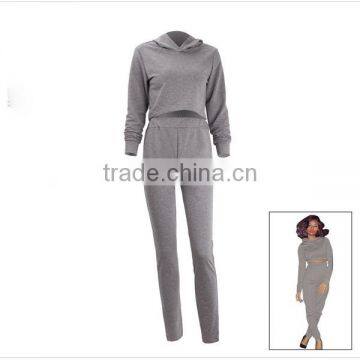 latest design tracksuit for women /Custom 100cotton 260gsm women tracksuit add owm logo H-1913