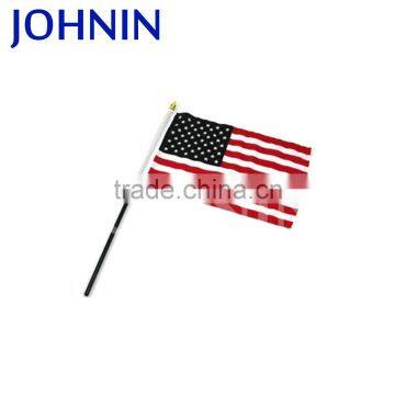 100% polyester cheering use pp pole attached the US hand shaking flag