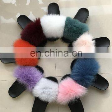 Soft Fur Slide Outdoor Casual Flat Slip On Fluffy Fur Slippers Sliders Sandals Mink Fox Raccoon photo-2