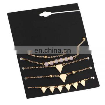 5pcs/set Triangle Pink Bead Bracelet For Women Set Charm Bracelet