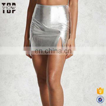 China manufacturer side slits latex pictures of mature women with short skirt