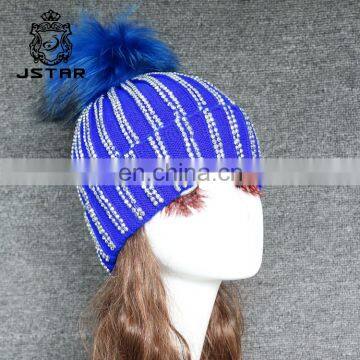 Factory Women Winter Crochet Hat Fashion Fur Pompom Beanie