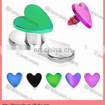 Titanium Anodized Heart Dermal Anchors Tops Piercing Jewelry