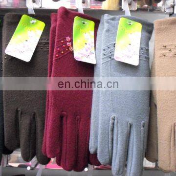 Winter lady full finger polyester wool felt gloves