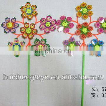 Six plastic fanny faces and flowres pinwheel HC101391