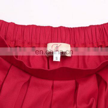 Grace Karin Women's Vintage Retro Pleated Red Cotton Summer Skirt 7 Patterns CL010401-7 photo-3