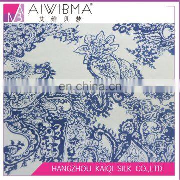 Printed 100% Silk Chiffon With Blue and White Paisley Pattern photo-1