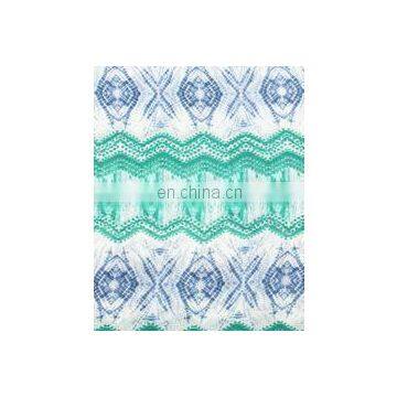 Blue/ Green Shibori & Chevron Kota Doria Cotton Printed Fabric