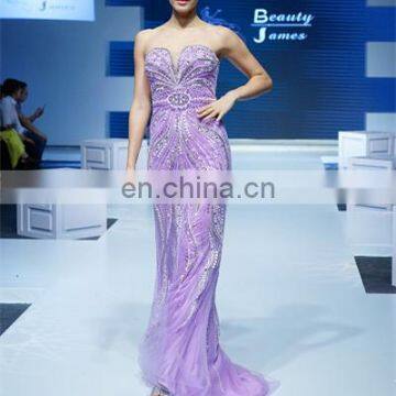 2017 B5450 Silver color halter net fabric beaded evening dresses & wedding dresses