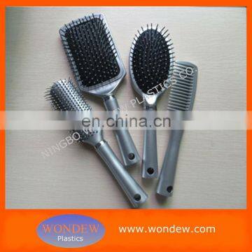 Plastic silver hair brushes line for hair salon