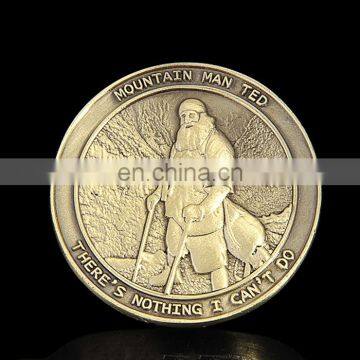 New coming quality-assured logo embossed 3D mountain man coin