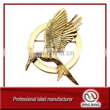 Hot Selling Promotion Garment Decoration Use And Metal Souvenir Use Custom Bird Gold Brooch