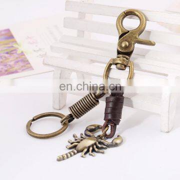Factory Price Brass Metal Buckle Leather Braided Alloy Scorpion Pendant Keychain photo-3