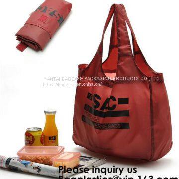 POLYESTER NYLON BAGS, BASKET, ECO CARRIER, REUSABLE TOTE BAGS, SHOPPING HANDY HANDLE VEST, FOLDABLE