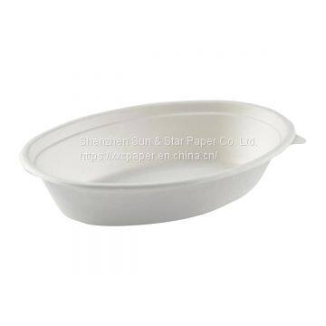 Disposable Oval Bowls: 20oz Compostable Heavy Molded Fiber Oval Bowl SS-SBB820 photo-2