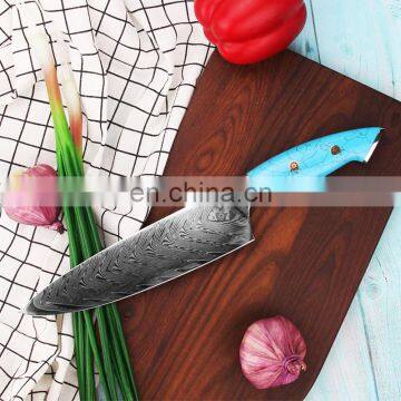 Premium Style 8 Inch Turquoise Handle Damascus Steel Chef Knife