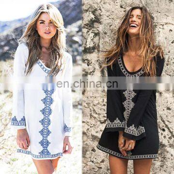 Plus Size Tunic Women Summer Beach Dress Swimwear Cover Up Sexy Cotton Embroidery Bikini Coverup Swim Skirt pareo plage sarongs