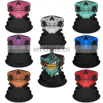 HQP-SY11 HongQiang Skeleton Skull Bandana Halloween Neck Half Face Silk Scarves Multifunctional Mask Shield Riding Hair Scarf photo-3