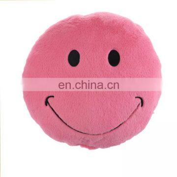 Round Stuffed Plush Fur Pink Happy Emoticon Smiley Emoji Cushion Face Pillow Cute Soft Toy Doll Gift for Kids and Adult