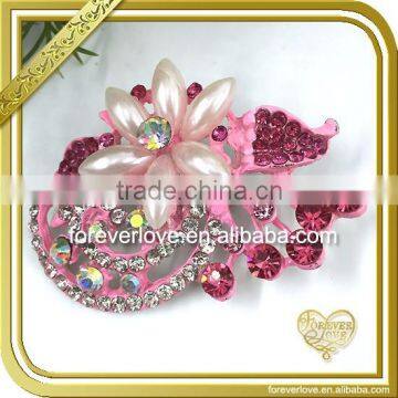 Sweet pink jewelry floral crystal rhinestone decorative brooch pin FB-044