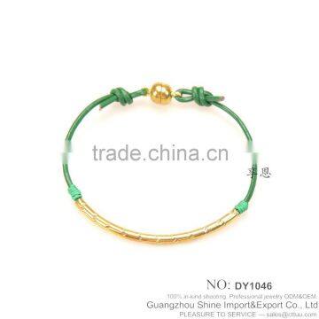 Leather string bracelet gold plated jewelry for girls jewelry