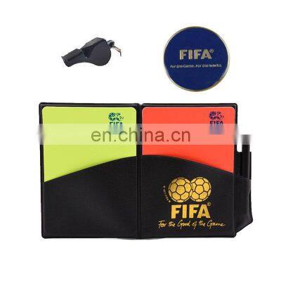 Soccer Referee Cards with Coin Whistle Keychain Red Card and Yellow Card Tool Football Referee Kit Outdoor Survival Equipment