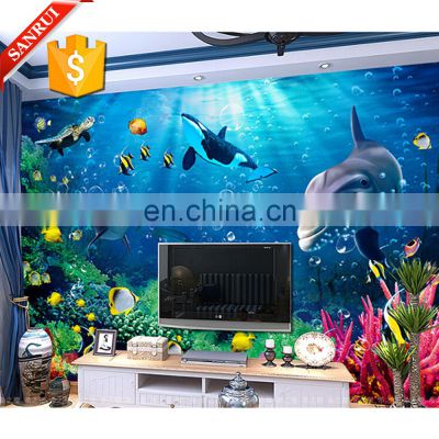 Hot decorative dolphin art tv background ceramic 3d wall paper