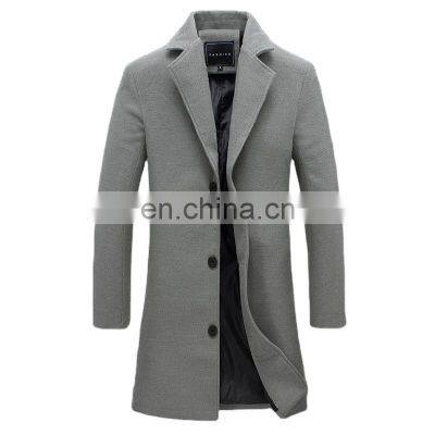 Wholesale custom men's coats Casual and comfortable Autumn and winter Woolen coat Long Mid-length trench coat