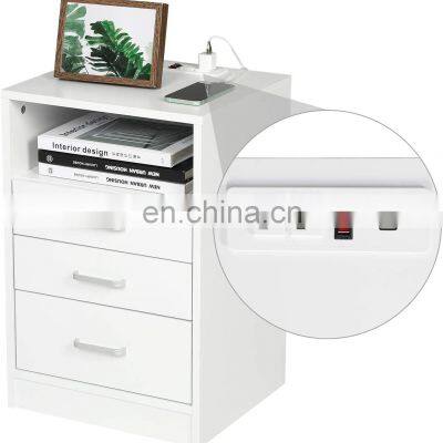 Nightstand 3 Drawers with Open Storage Bedroom Furniture