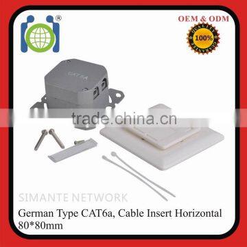 international standard 2 port Germany cat6a ftp horizontal insertion wall socket