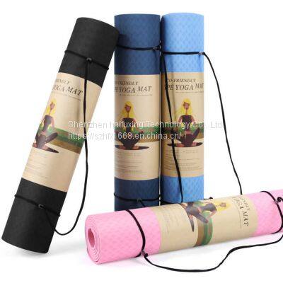 Shenzhen Guangming District yoga mat manufacturer wholesale TPE yoga mat environmental protection, anti slip and good elasticity 6mm thick yoga mat