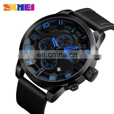 SKMEI 1309 Casual wholesale Genuine leather wrist watches men water resistance