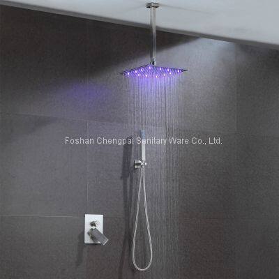 Concealed LED square shower head with shower arm shower mixer 304 stainless steel showerhead