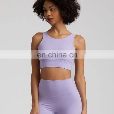 High Neck Hollow Out High Quality Breathable Yoga Tops Gym Backless Crop Sports Bras Nylon Spandex photo-4
