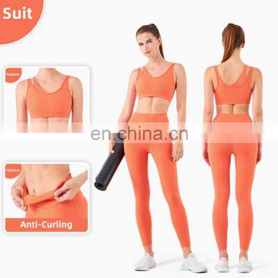 New Mesh Double Strap Women Sports Bra Recycle Fabric One Shoulder Sports Bra Support OEM photo-3