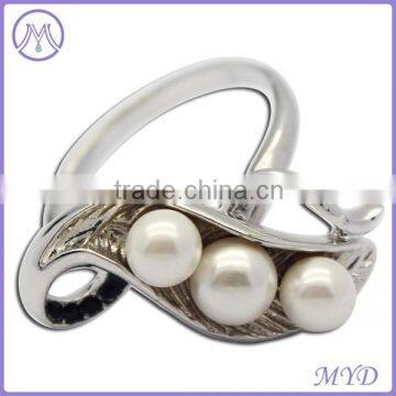 925 sterling silver pearl leaf mother's peapod rings