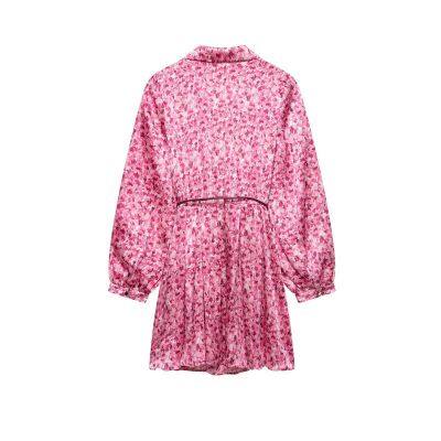 Spring New Women's Fashion European and American Style Loose Flower Printed Short Dress photo-3