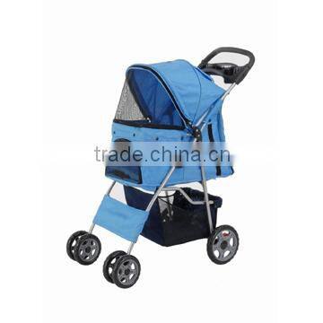 blue 4 wheels pet stroller/pet trolley