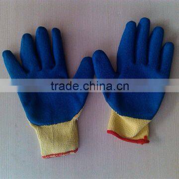 Latex coated string knit gloves blue gloves