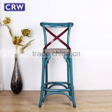 Wooden Frame X Back Chair Bar Stool Wooden Bar Chair