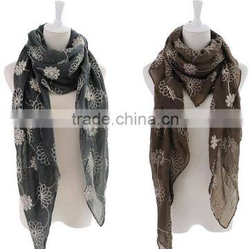 Wholesale Women Fashion Embroidery Spring Summer Cotton Scarves Shawls