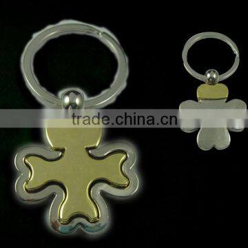Cheap metal keyring wholesale , gold+silver plated ,with key ring fitting