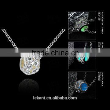 unique design glow necklace hollow silver chain necklace with Luminous pendants