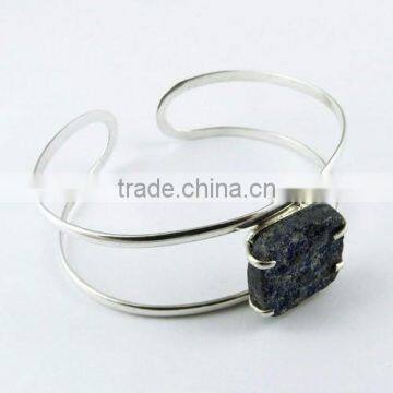 Unique Designer Lapis Druzy Silver Bangle, Handmade Silver Jewellery, Online Silver Jewellery