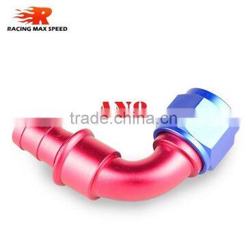 Aluminum fitting 90 degree push on hose end push on fitting blue and red 10-090-08