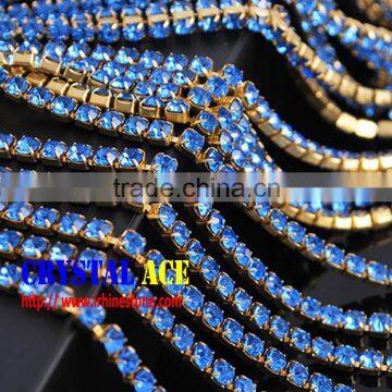 Diamante cristal close cup chains, trimming rhinestone chains,Metal cup chain stones