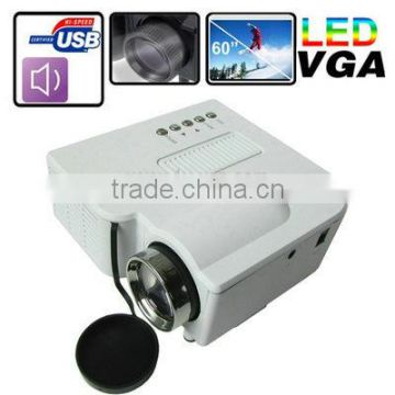 White Portable Multimedia Entertainment LED Projector with Speaker & Remote Control