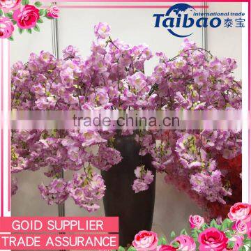 Wedding decorative long soft branches purple artificial cherry blossom branch for sale